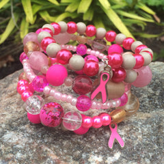 Shades of Pink with Agate Breast Cancer Set