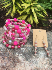 Shades of Pink with Agate Breast Cancer Set